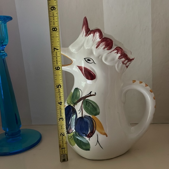 Vintage Italian Ceramic Rooster Chicken Pitcher mug 8.5” Made in Italy 0771 - Picture 2 of 9